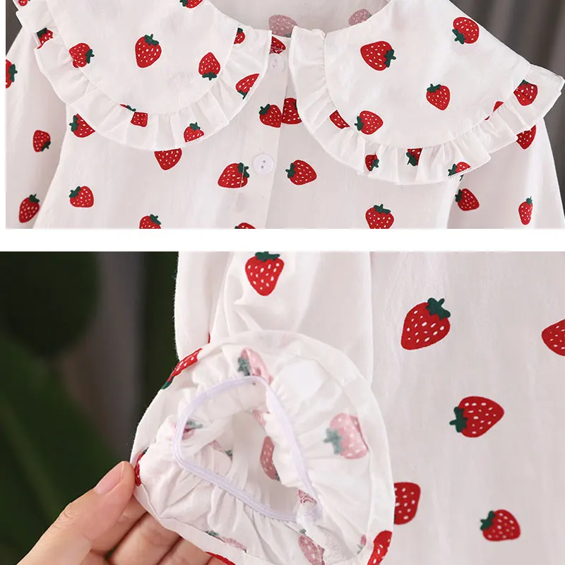 

Long Sleeve Cute Strawberry Shirt Baby Little Girl Blouses Ruffle Collar Shirts Girls Fashion 2020 Toddler autumn Kids Clothes