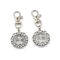 2pcs exorcism flower saint benedict medal catholic cross lobster clasps charm pendants for jewelry making findings
