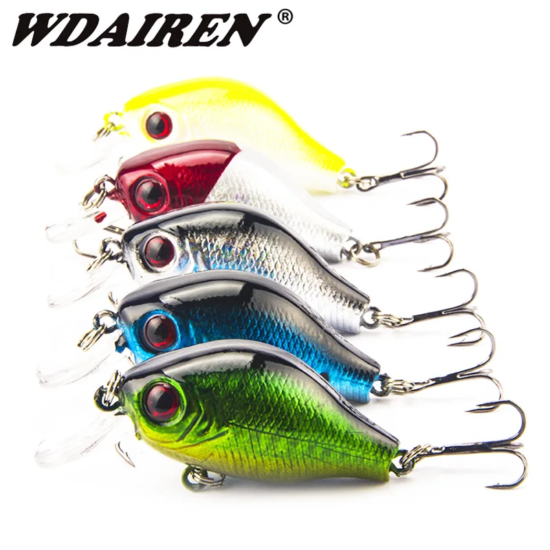 

5Pcs Set Floating Crank Wobblers Fishing Lures Kit 5.5cm 8g Artificial Plastic Hard Bait With Hook Minnow Crankbait Bass Pesca