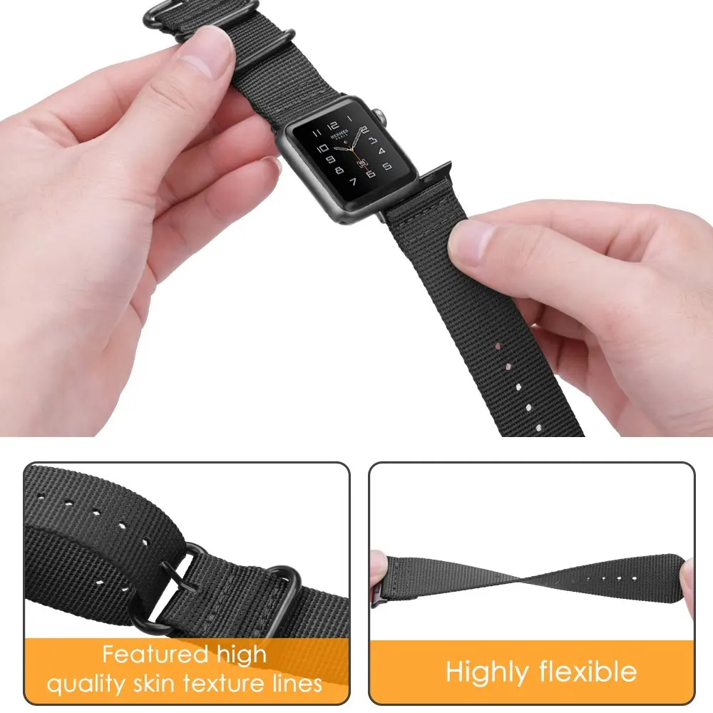 Лидер продаж нейлоновый ремешок для часов Apple Watch Series 5 4 3 2 1 спортивный браслет