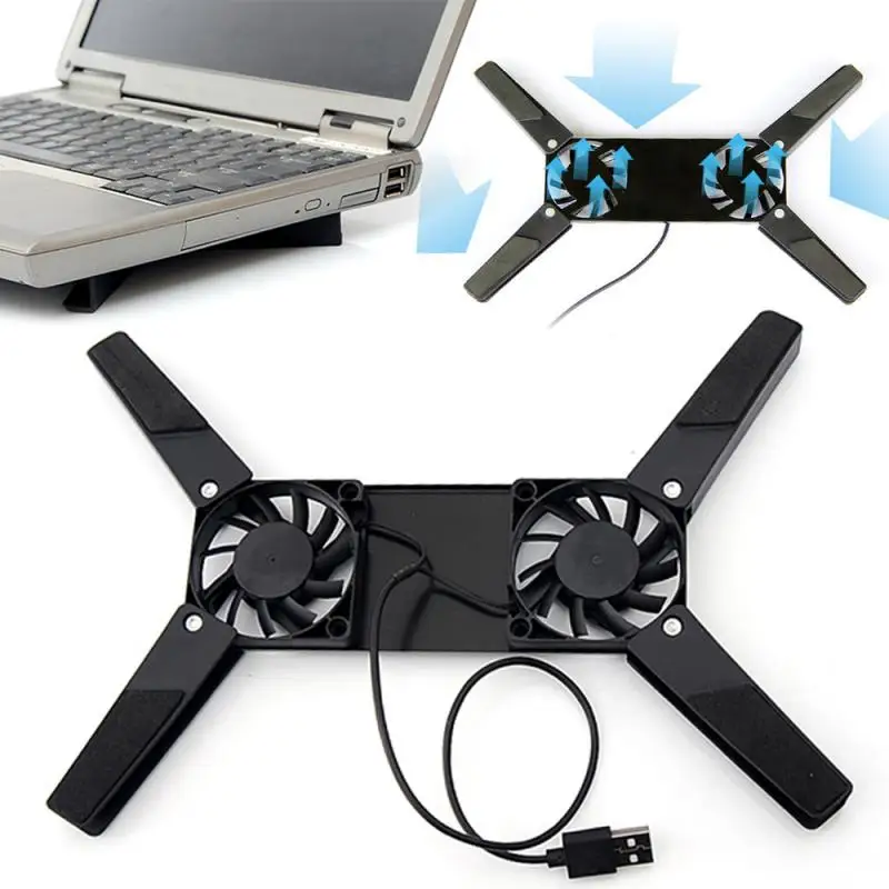 

Minienfriador plegable para Notebook, alimentado por USB, dos ventiladores de refrigeración, almohadilla de refrigeración, sopor