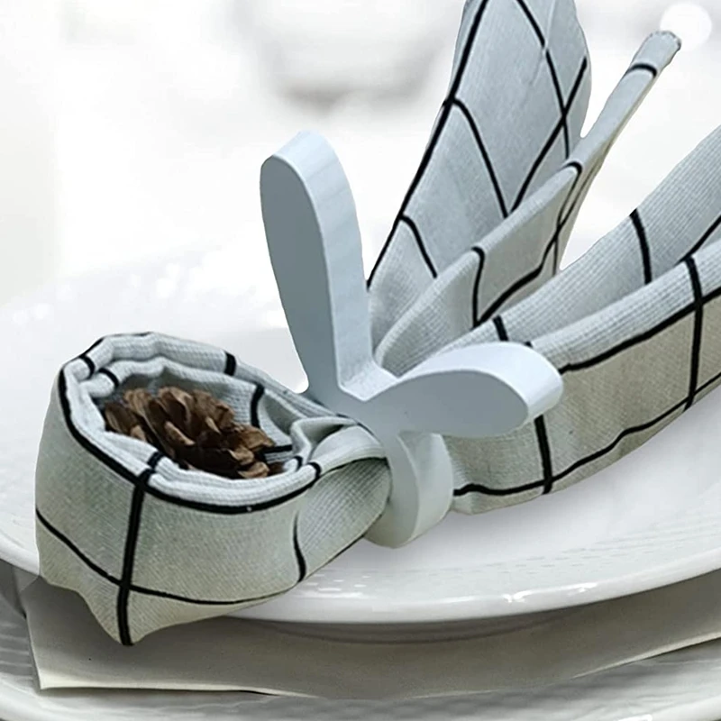

Napkin Rings White Rabbit Napkin Ring Holders Wooden Napkin Rings for Easter Wedding Birthday Party Supplies 12 Pieces