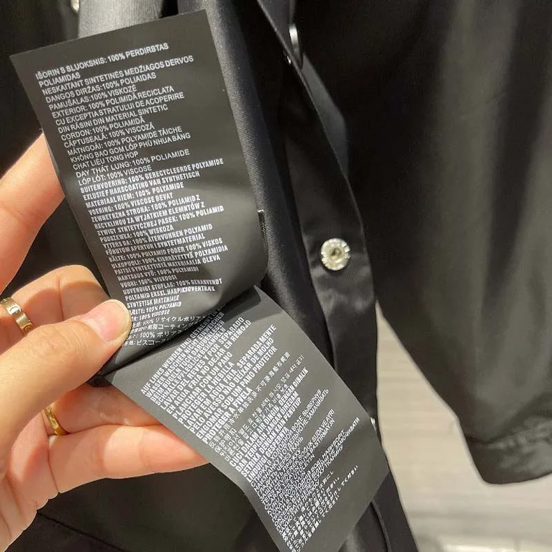 

Streetwear Style Black Trench Coats for Women High-end Brand Chic Detachable Sleeve Large Pocket Coats Fashion Nylon Jacket Lady