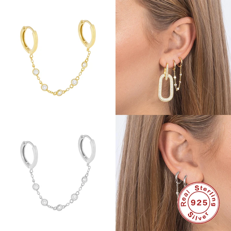 BOAKO 1 шт. циркониевая цепочка 2020 модные серьги кольца серебряные 925 Висячие для