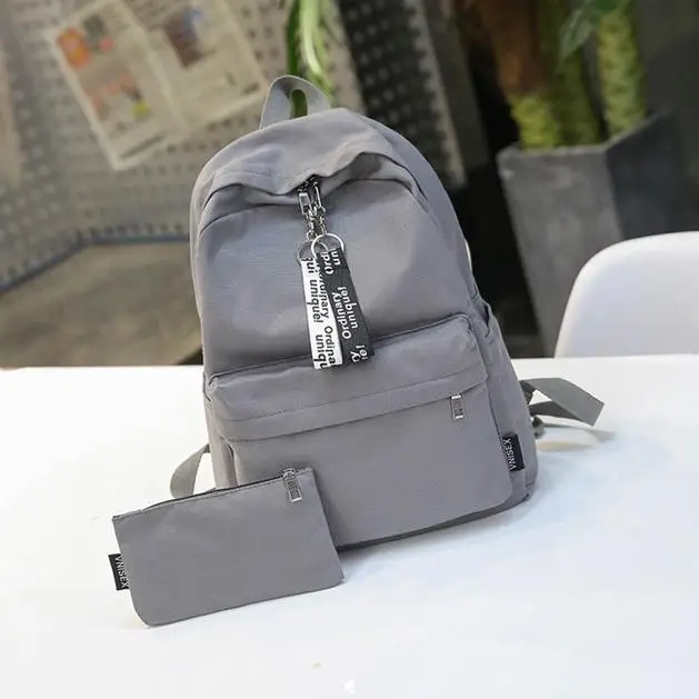 Модный однотонный женский рюкзак, школьная сумка для подростков, рюкзак Mochilas, женский рюкзак, рюкзак - Цвет: Gray