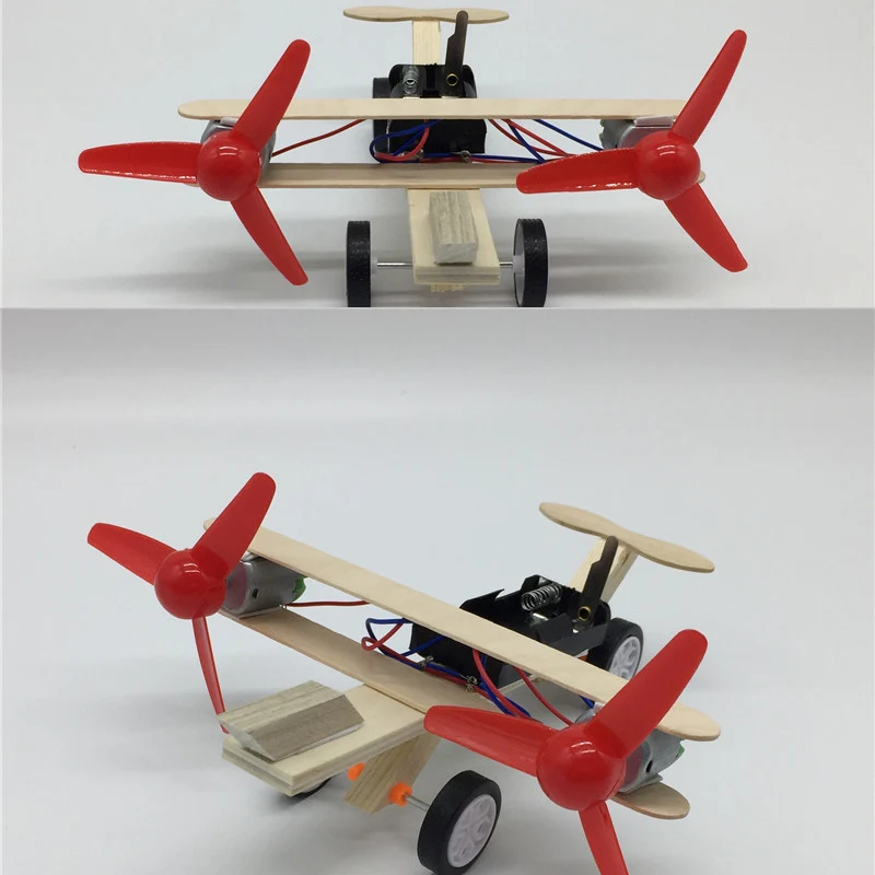 Electric Double Propeller Glider DIY Model Kit Toys for Boys Science Children Creative Physics Toy Handmade Wood Plastic | Игрушки и