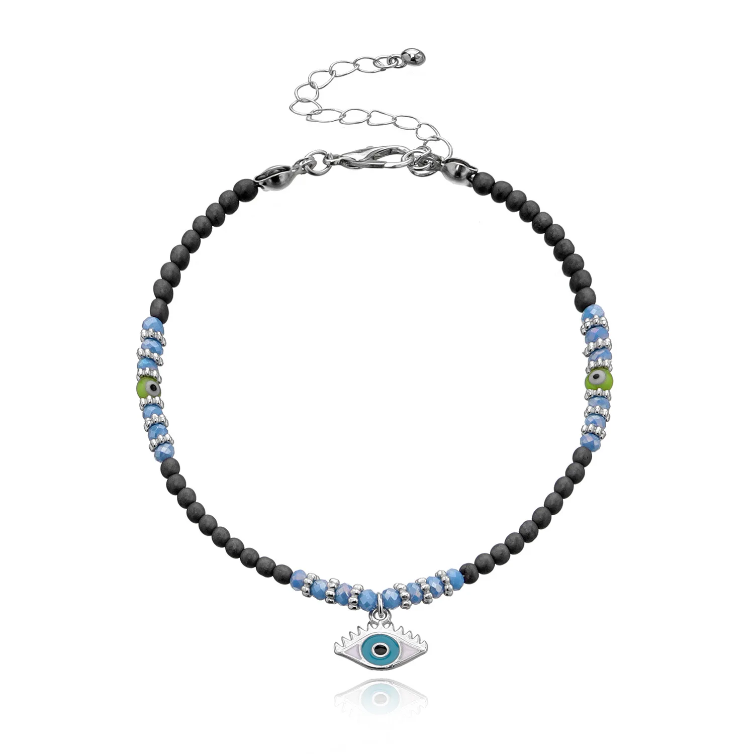 

European and American cross border jewelry hand woven beads Eye Pendant foot fashion Bohemian style women's Anklet