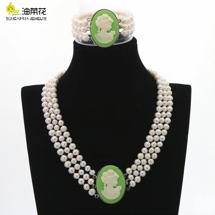 Женское колье из белого жемчуга акоя 3 ряда 7 8 мм подходит для девочек