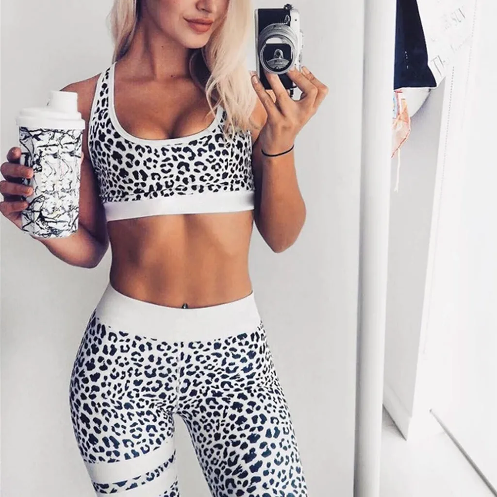 2 шт. спортивные костюмы женские бесшовные комплекты для йоги женский Принт