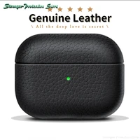 genuine leather for airppods pro case airpods 1 2 3 cover apple bluetooth earphone accessories lychee pattern cowhide