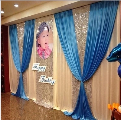 

Hot sale Wedding backdrop with shiny silver sequin swags