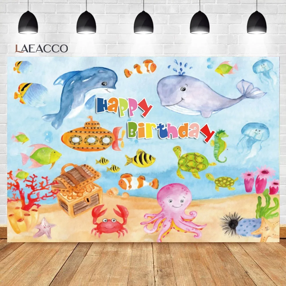 

Laeacco Shark Backdrop for Kids Birthday Cartoon Pink Theme Party Baby Shower Photography Background For Photo Studio