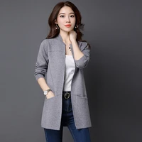 2019 autumn women coat cardigans sweater v neck solid loose knitwear long sleeve casual knitted cardigan outwear jumpers jacket