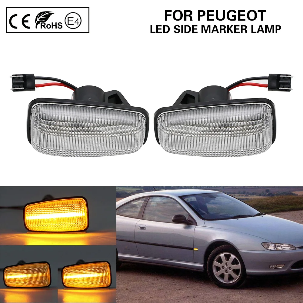 

2X Dynamic Flowing LED Turn Signal Lamp Side Marker Repeater Light For Peugeot 106 306 406 806 EXPERT Fiat Scudo Ulysse Citroen