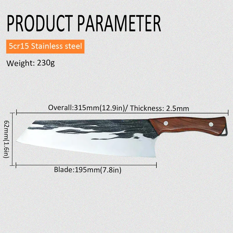 8-дюймовый японский шеф-нож ручной работы кованый кухонный нож Kiritsuke из