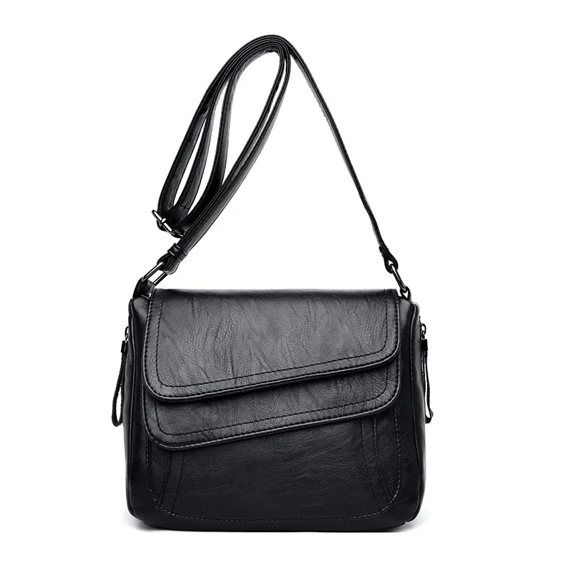 woman bag bolsas feminina Women Leather Messenger Bag Designer Shoulder Bag High Quality Crossbody Bags sac main femme handbag - Цвет: Black