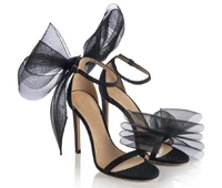 drop shipping white black lace big bows sandals woman open toe 8 10 cm stiletto heels butterflies one line buckle sandals shoes