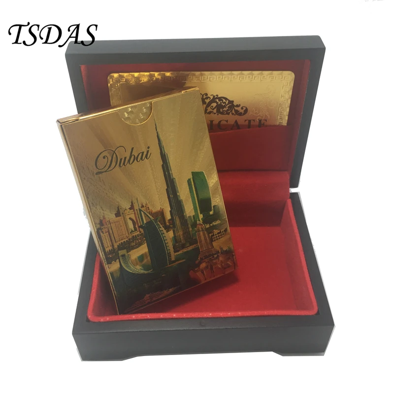Colored 24k Gold Plated Playing Cards With Dubai Style Sports Leisure Game Poker Card Gift Box & Certificate Card|card card|cards playingcards gold |