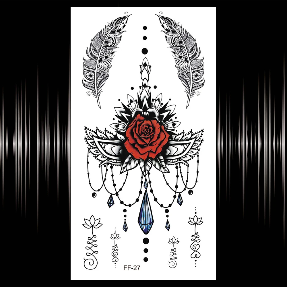 Временная татуировка с совой черной хной для женщин Ювелирное Украшение 3D розой