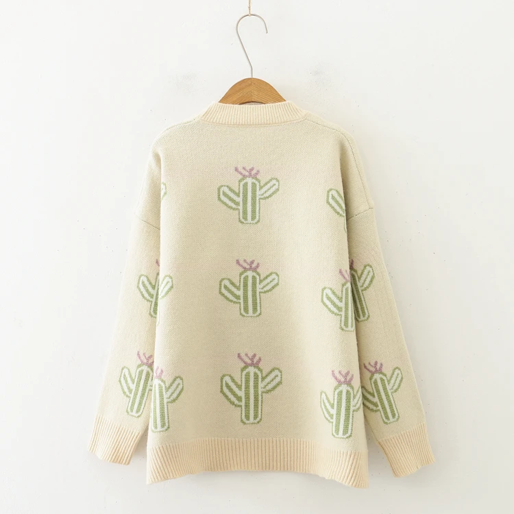 H.SA ropa mujer invierno 2019 Fall Fashion cactus Loose Sweater Jumpers Long Sleeve Warm Winter Knit Pullovers Kawaii Girls Pull | Женская