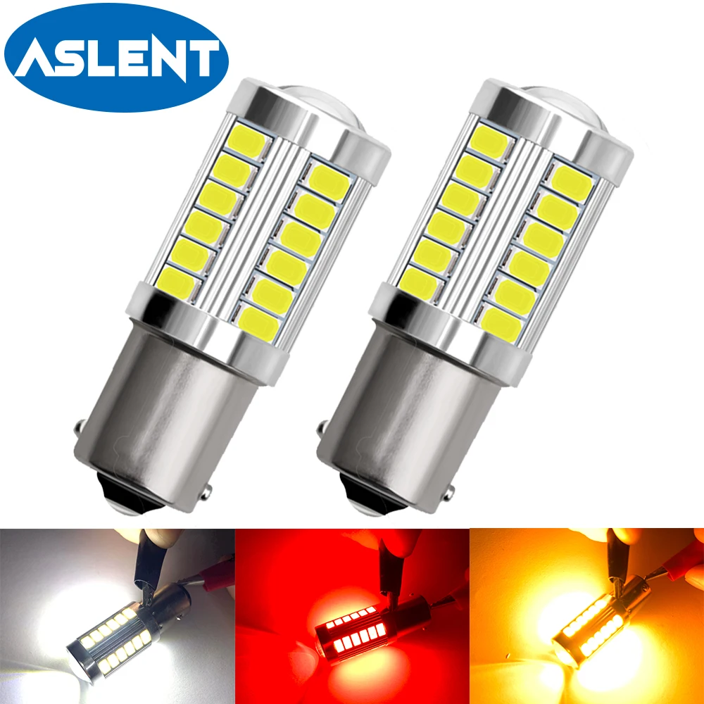 2 шт. P21W светодиодный 1156 BA15S PY21W BAU15S 1157 BAY15D P21/5 Вт 33SMD лампы T20 7443 W21/5 светодиодные для