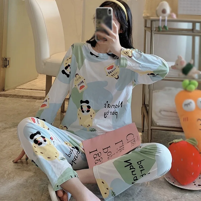 

Spring / Autumn Korean Version Of Women's Leisure Comfortable Long Sleeves Lovely Loose Home Wear Pajamas Suit