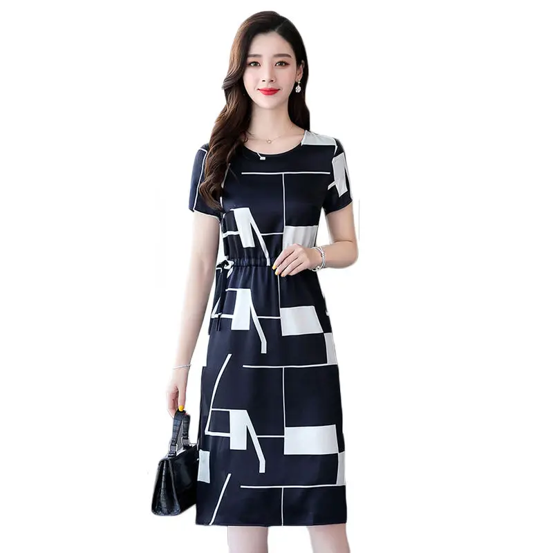 

Imitation silk fashion temperament female slim body slim mid-length skirt with waist