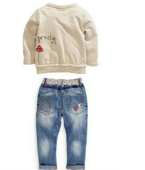 

2PCS Kid Baby Girls Clothing Top Sweater + Jean Trousers suit Sets Outfit