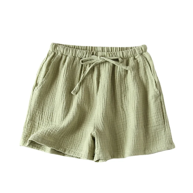 

Summer Couple Bottom Shorts Pure Cotton Gauze Pure Color Men/women Short Pajama Pants Loose Comfortable Home Shorts Beach Shorts