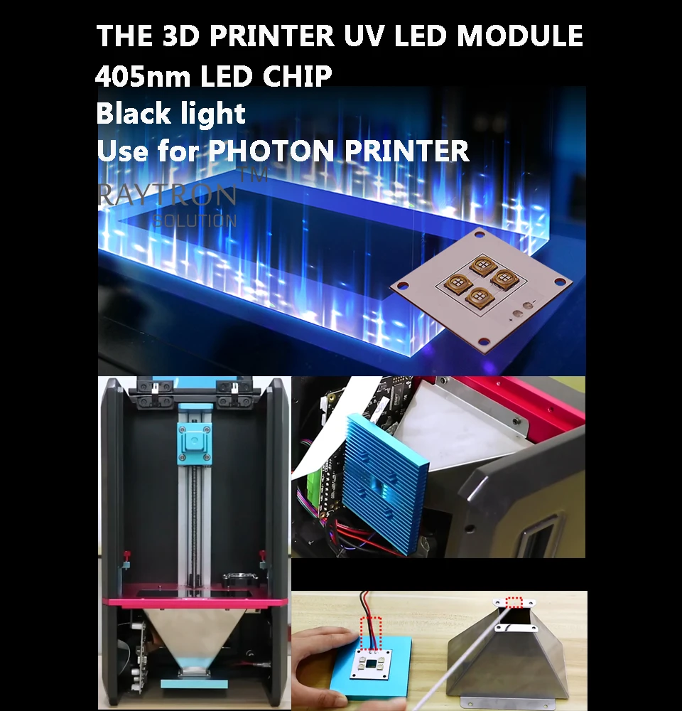 40 Вт 3d принтер Светодиодный УФ модуль, Anycubic Фотон части УФ принтера, клей отверждения Фиолетовый светодиодные лампы, уф смолы отверждения 3d принтер УФ led