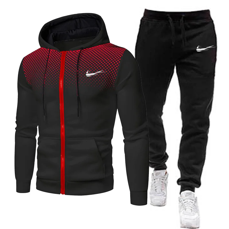 

2021 Men's Sets Zipper Hoodies+Pants 2 Piece Set Harajuku Sport Suits Casual Sweatshirts Tracksuit Jogging Sportswear Male