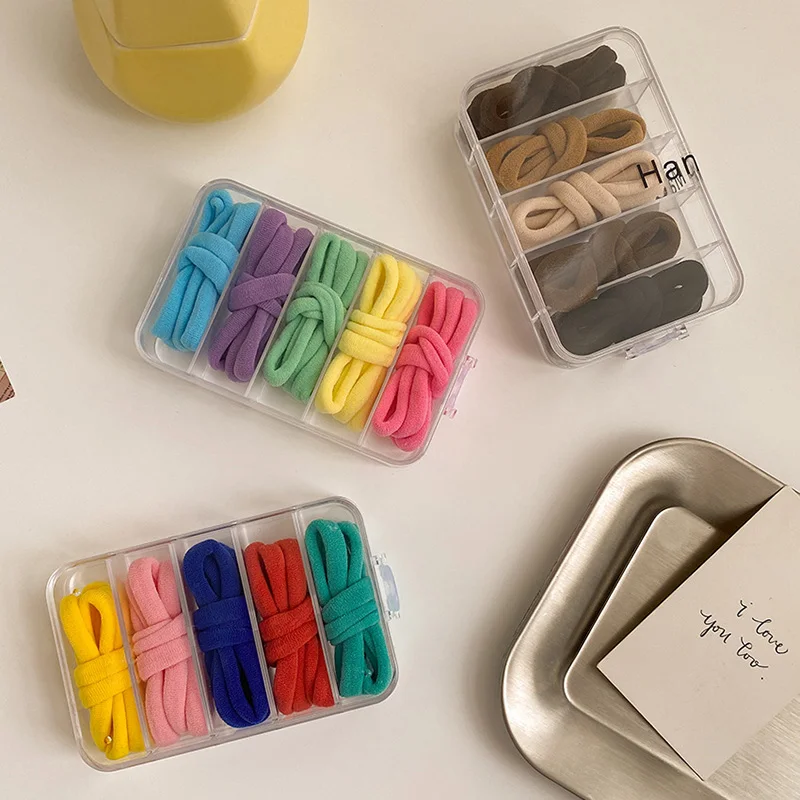 

1 коробка, однотонная большая резинка для девочек, держатель для конского хвоста, резинка, головной убор, эластичные резинки для волос, в Кор...