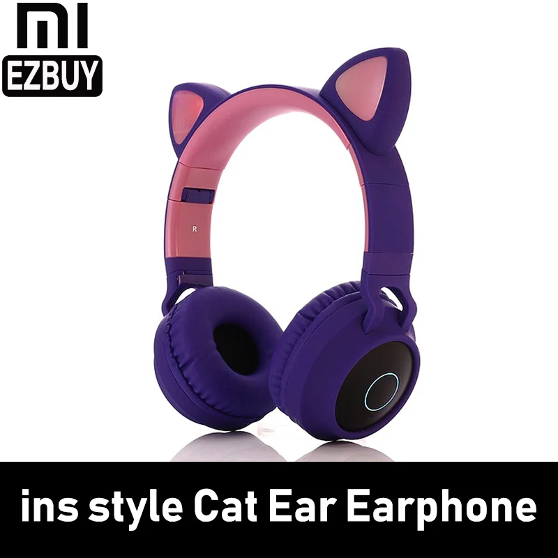 Беспроводная bluetooth гарнитура с кошачьими ушками для девочек милый головной убор