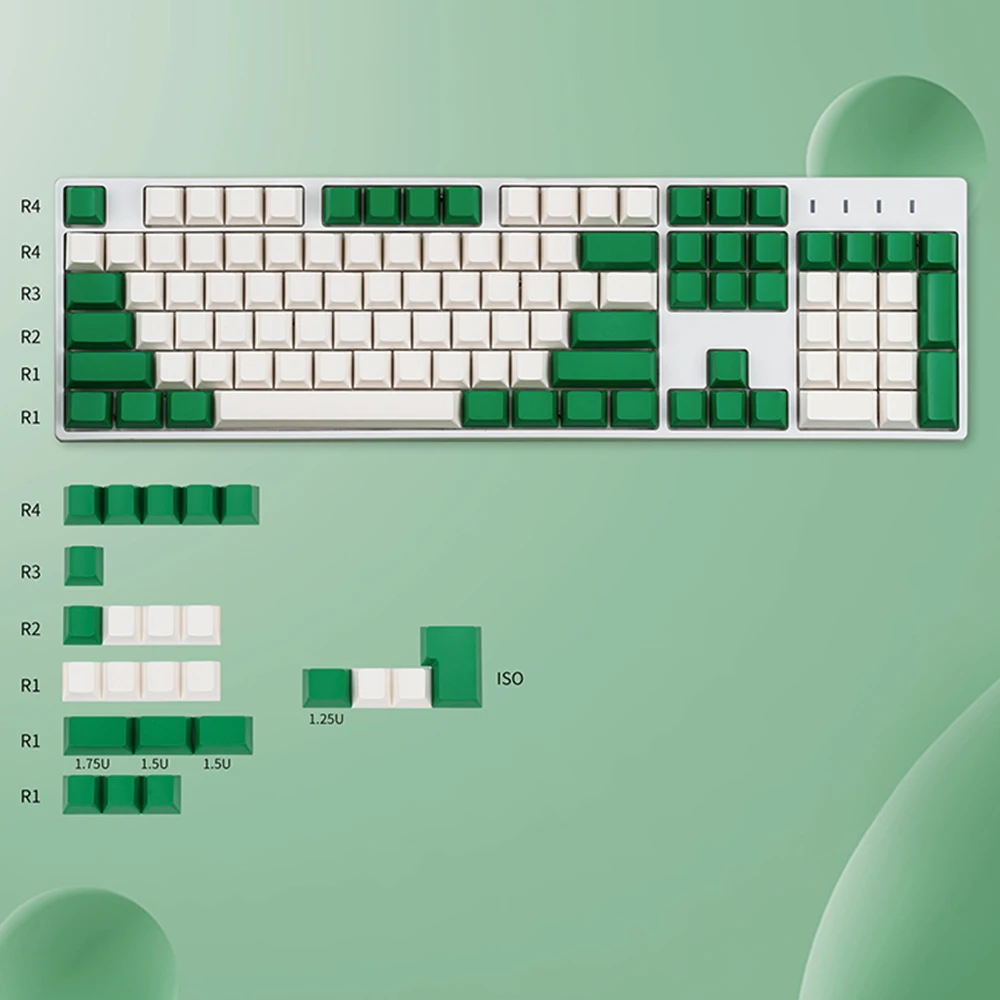 

Sample Green White Design Blank Keycap For Cherry Mx Gateron Kailh Box TTC Switch Mechanical Keyboard 63 67 68 84 108 PBT Keycap