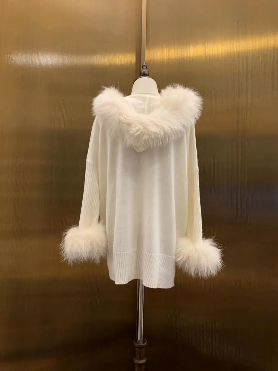 DEAT 2020 new winter fashion women clothes hooded fur collar zippers knitting loose white warm sweater female top WO62400L