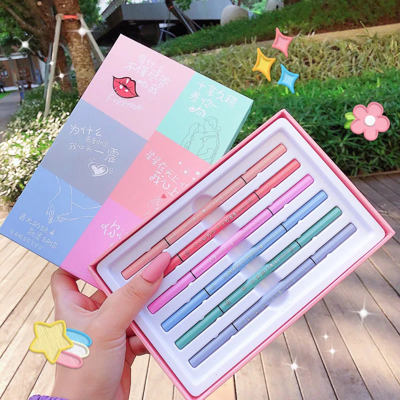 

Карандаш для бровей, 6 шт./компл., натуральная долговечная краска, Водостойкий карандаш для бровей, черного и коричневого цветов, ручка инстр...