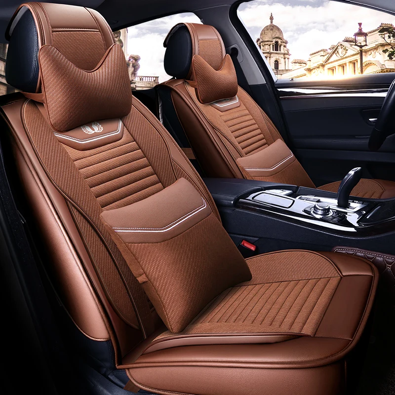 Полное покрытие из искусственной кожи чехлы для автомобильных сидений льна Opel adam