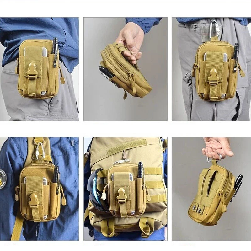 Men waist bag Casual Durable waist pack Belt Canvas Multifunction Military Bag Zipper Waterproof Waist Bag for Outdoor Wear