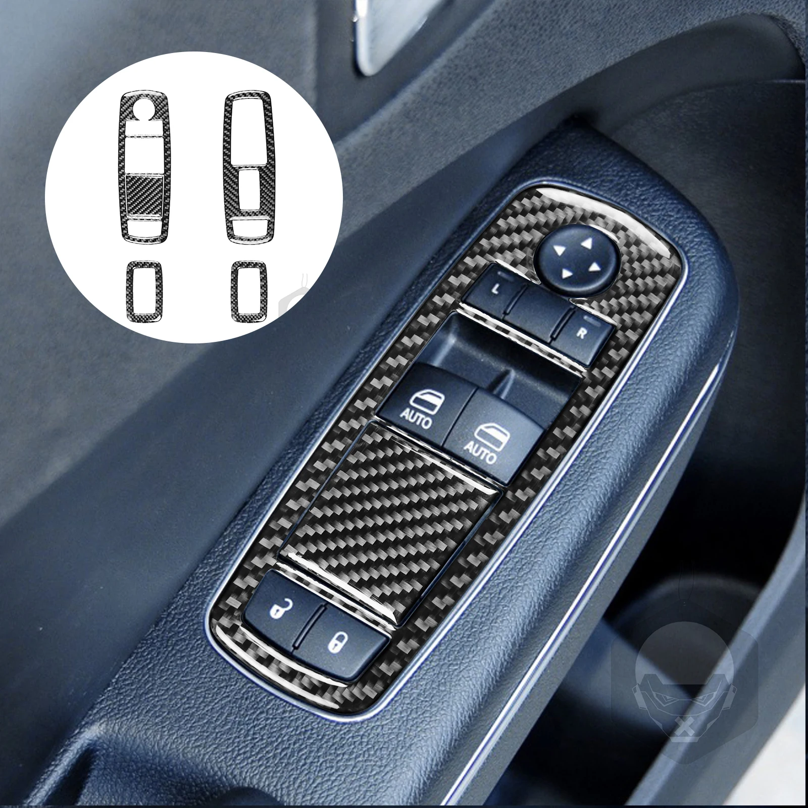 

Cover Trim Interior Accessories Suitable For War Horse 2011+ Left-hand Drive Black/Red 5Pcs Carbon Fiber Window Lift Switch