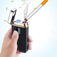 touch sensitive dual arc cigar lighter usb power display replaceable battery cigar cigarette candle cigarette lighter mens gift