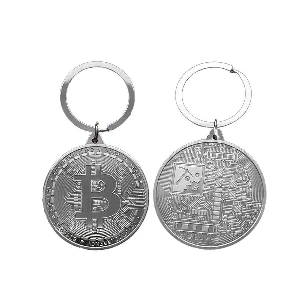 Bitcoin монета брелок Коллекционная цвет серебристый Золотой Медь имитация BTC для