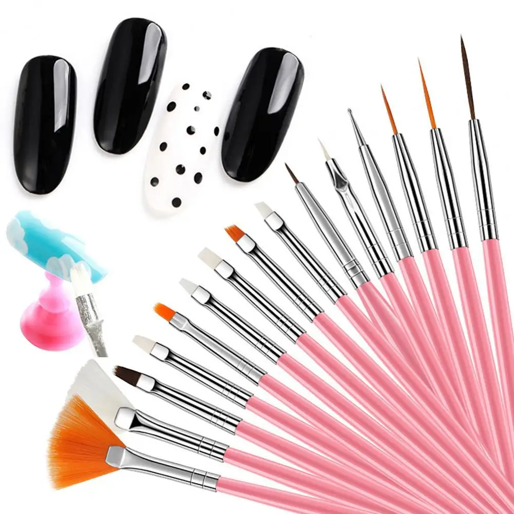 

15Pcs/Set Nail Art Pen Convenient to Use Plastic Manicure Care Pen for Daily Use