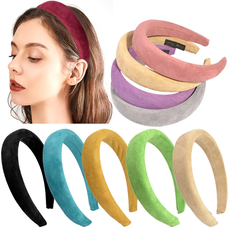 

Fashion Corduroy Sponge Headbands Ladies Candy Color Thick Wide Hairbands For Women Girls Hair Hoop Hair Accessories
