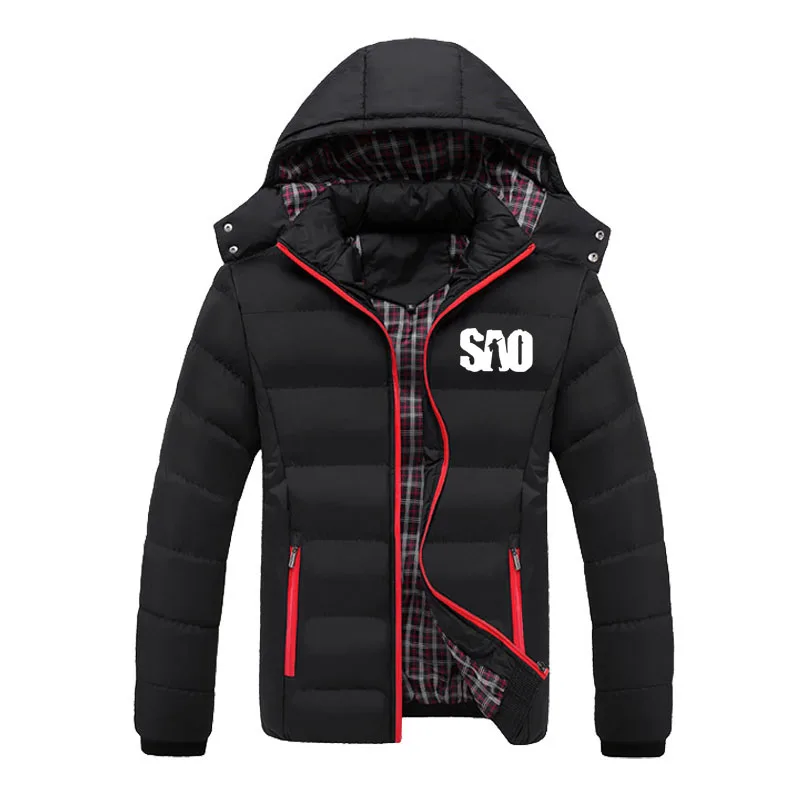 Зимняя модная повседневная мужская пуховая куртка из хлопка с принтом Сан меч и