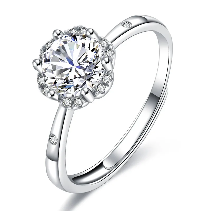 

Imitation Moissan diamond fashion ring female ring flower bilateral micro inlaid cubic oxidized halostone one carat mens rings