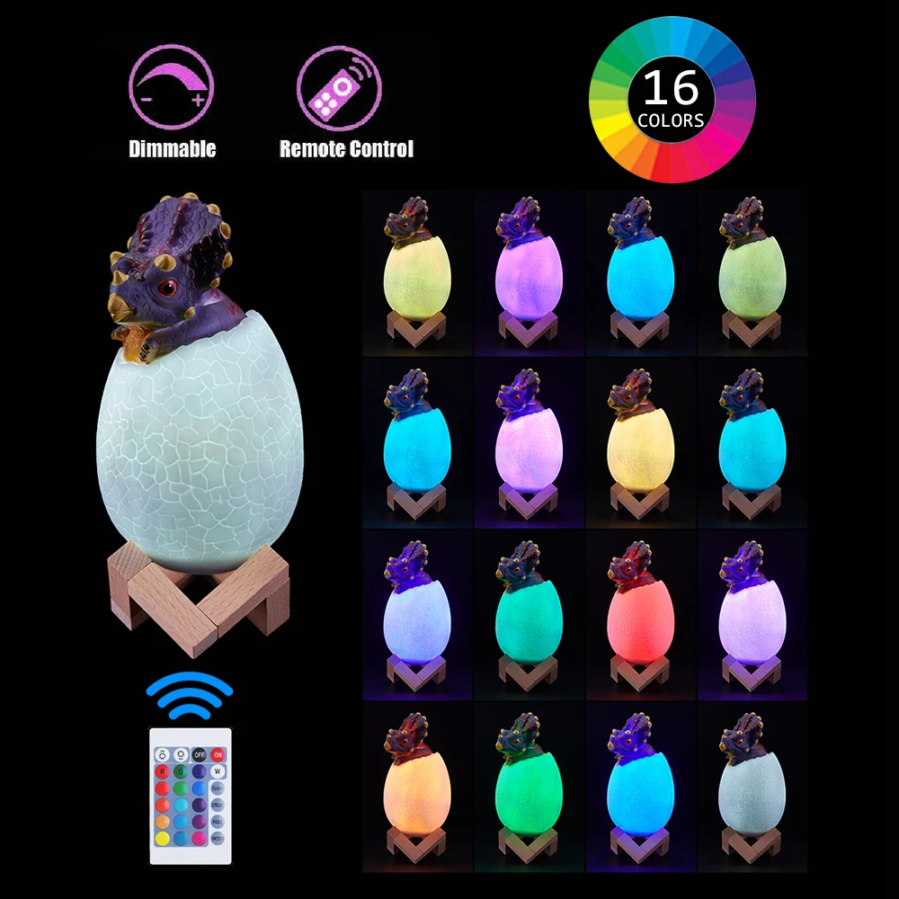 Динозавр игрушки яйцо лампа огни 16 видов цветов динозавр ночник прикроватные