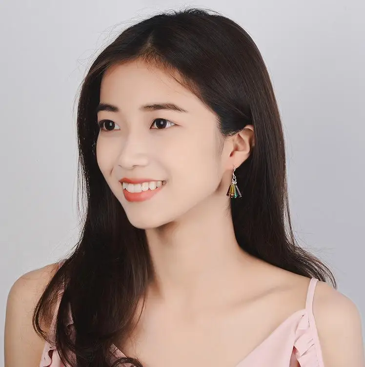 Женские серьги-подвески из серебра 925 пробы с разноцветным радужным кристаллом -