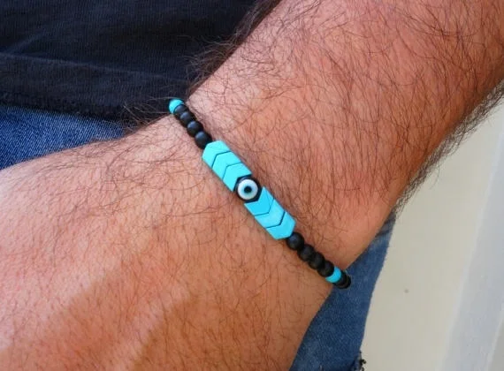 

Evil Eye Bracelet Mens Bracelet Arrow Bracelet Turquoise Bracelet