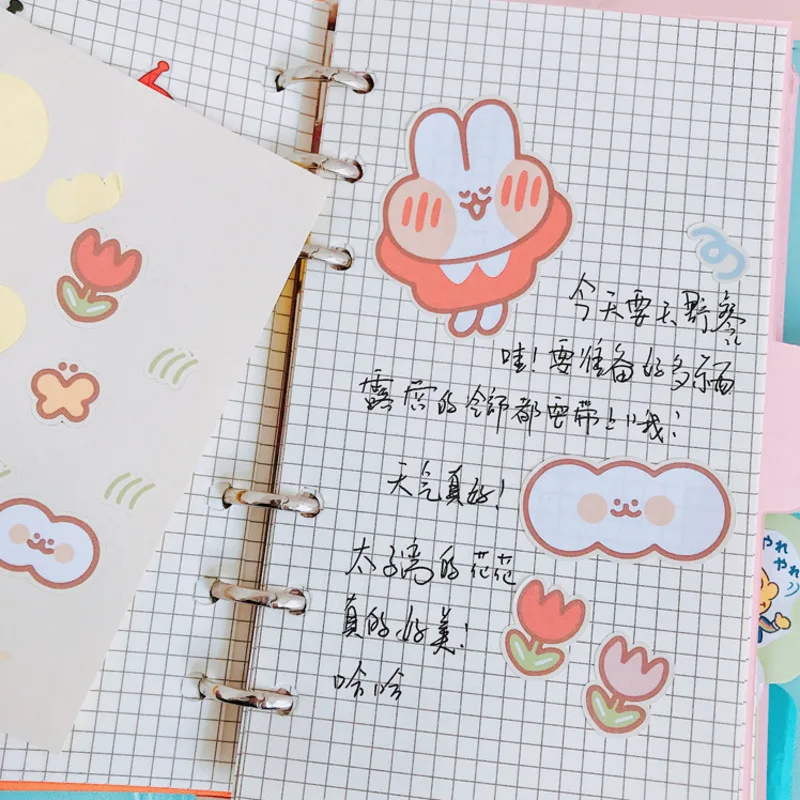 Милые Мультяшные радужные наклейки с кроликом цветные украшения для ручной