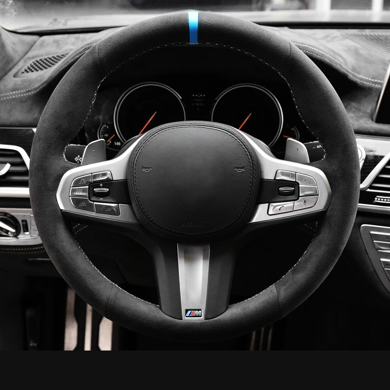 Черный Alcantara чехол рулевого колеса автомобиля для BMW M спортивные G30 G31 G32 G20 G21 G14 G15